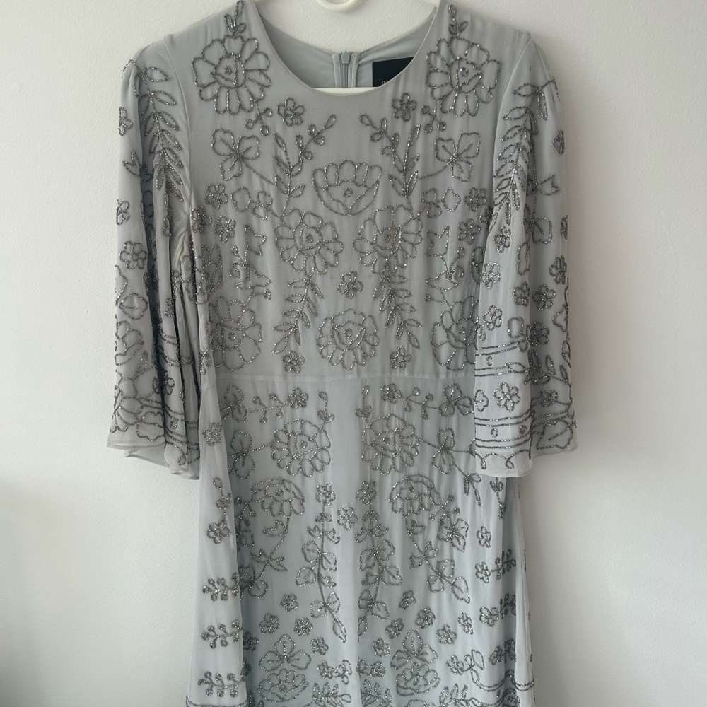 Needle & thread grey beaded midi dress